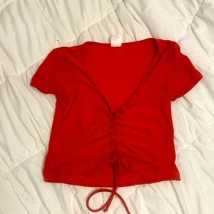 Red crop baby tee teenage girl size S (3-5)